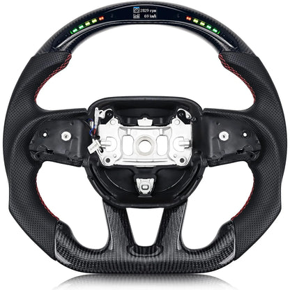Volant en fibres de carbone et cuir perforé pour Dodge Challenger/Charger/Durango