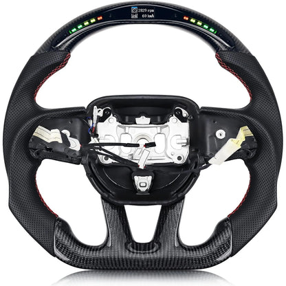 Volant en fibres de carbone et cuir perforé pour Dodge Challenger/Charger/Durango