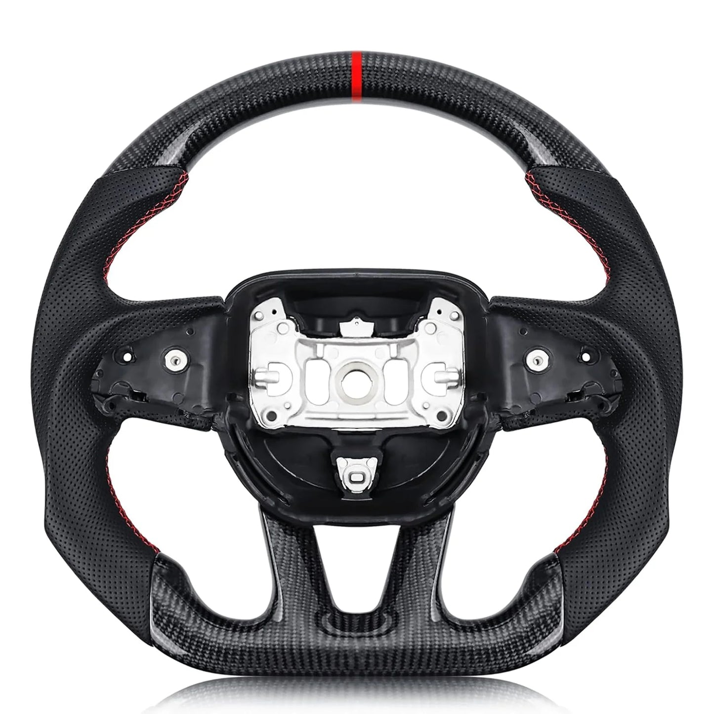 Volant en fibres de carbone et cuir perforé pour Dodge Challenger/Charger/Durango