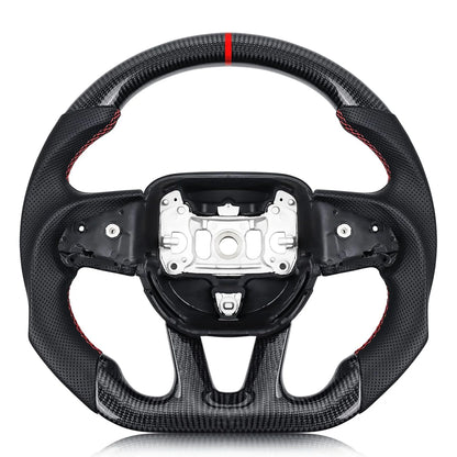 Volant en fibres de carbone et cuir perforé pour Dodge Challenger/Charger/Durango