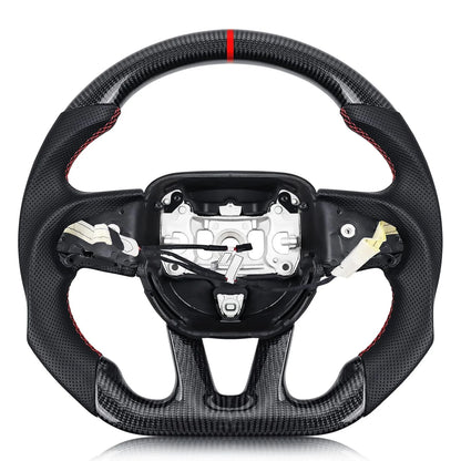 Volant en fibres de carbone et cuir perforé pour Dodge Challenger/Charger/Durango