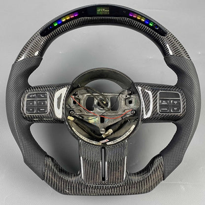Volant en fibres de carbone et cuir perforé pour Jeep Wrangler JK/JL 2011-2017